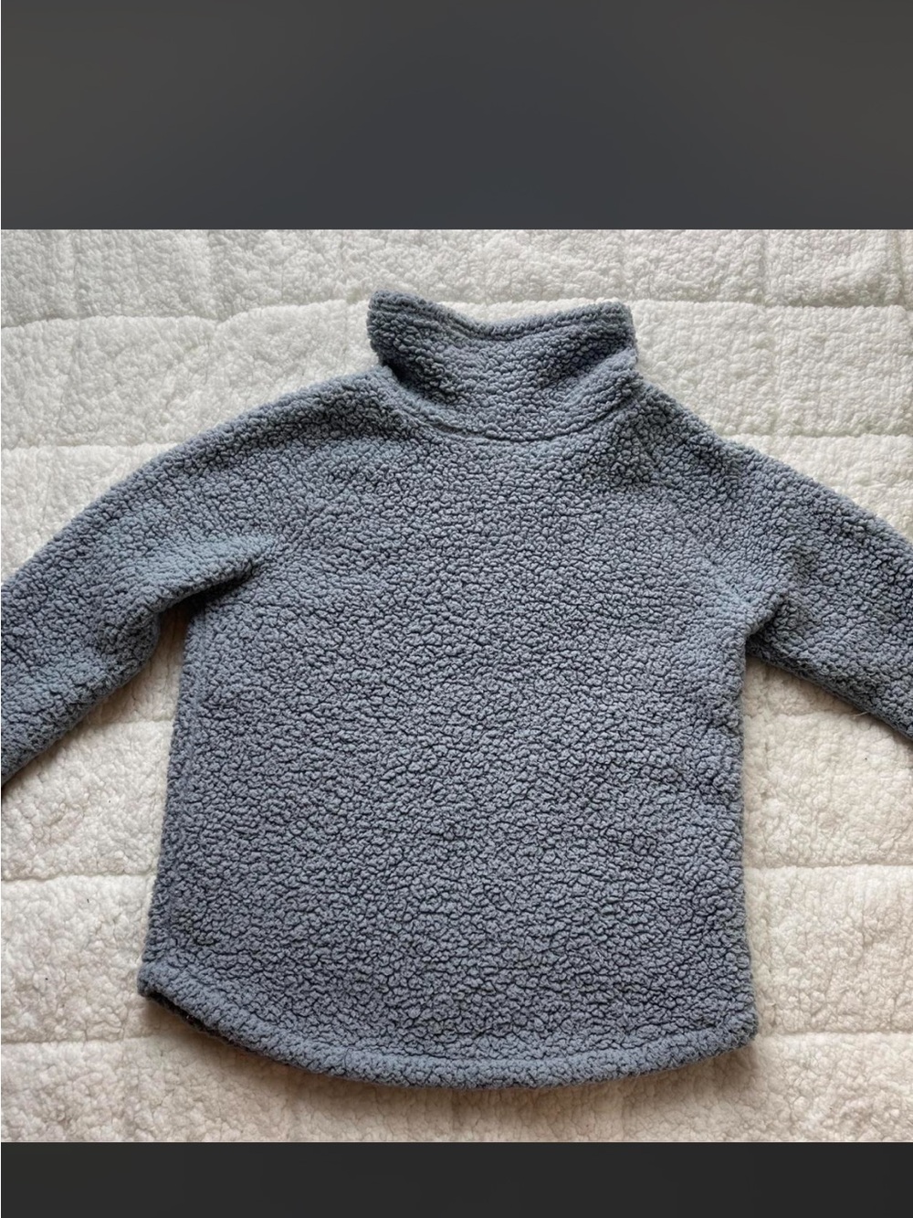 Eddie Bauer Plush Blue-Gray Turtleneck Sherpa Pullover
